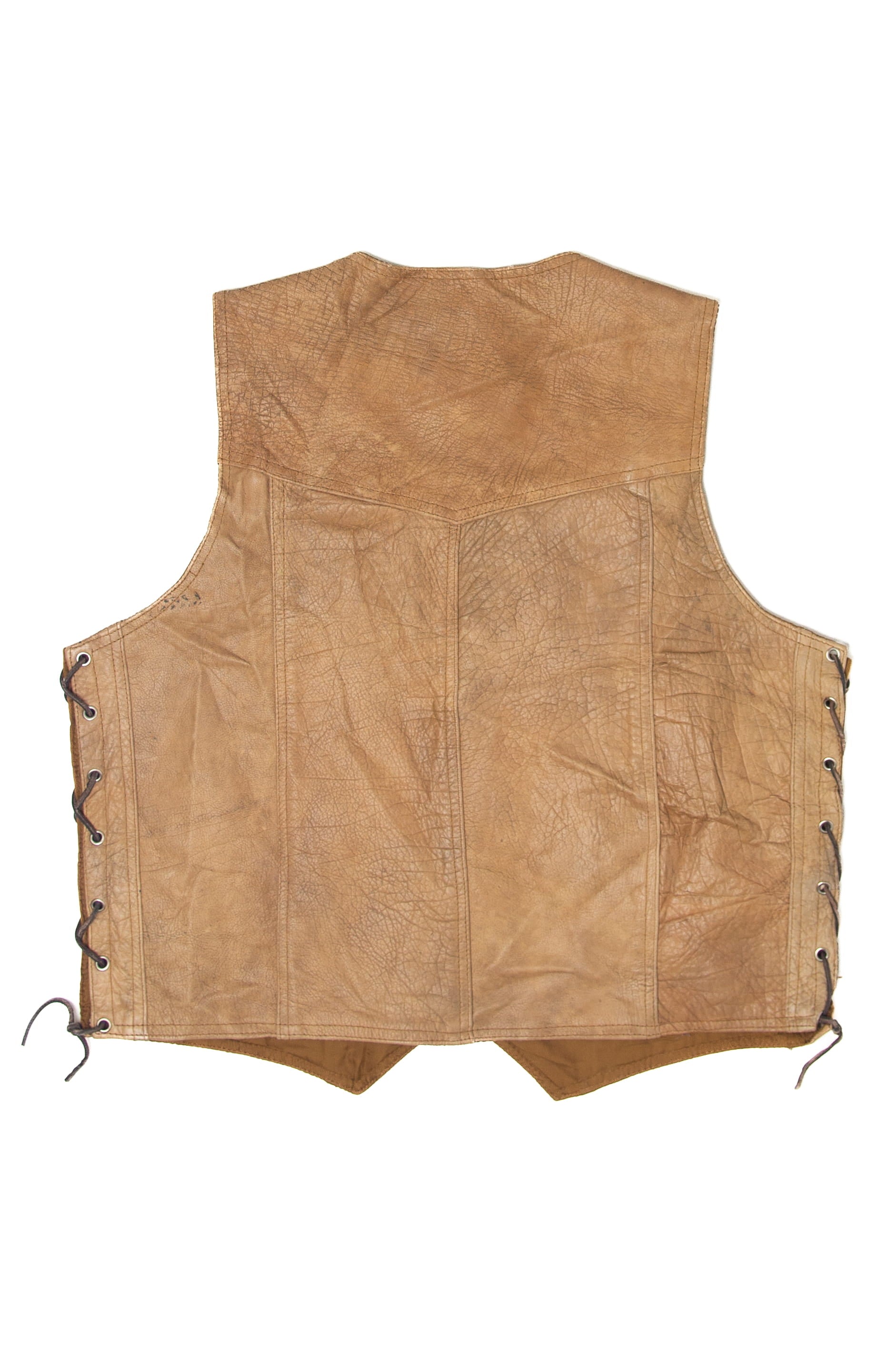 Vintage Leather Club Lace Tied Leather Vest (1980s)