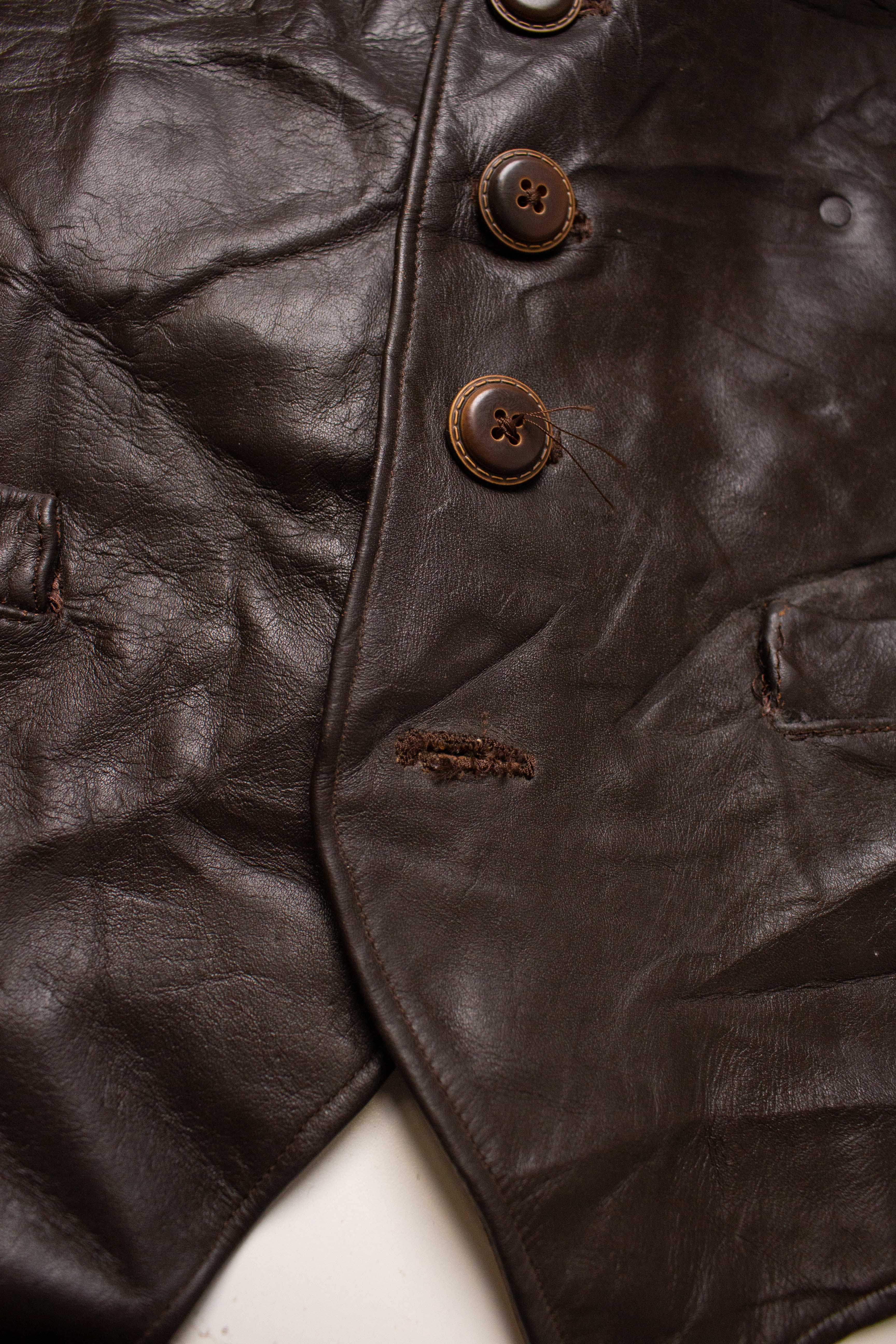 Vintage Dark Brown Leather Vest (1980s)