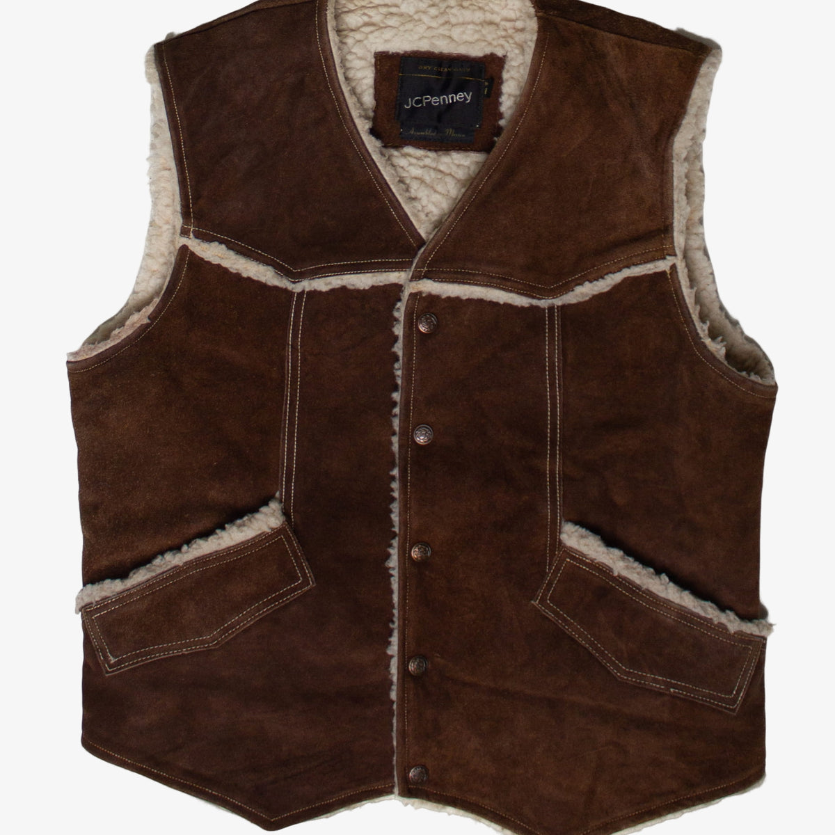 Vintage JC Penney Suede Sherpa Lined Vest (1970s) – Ragstock