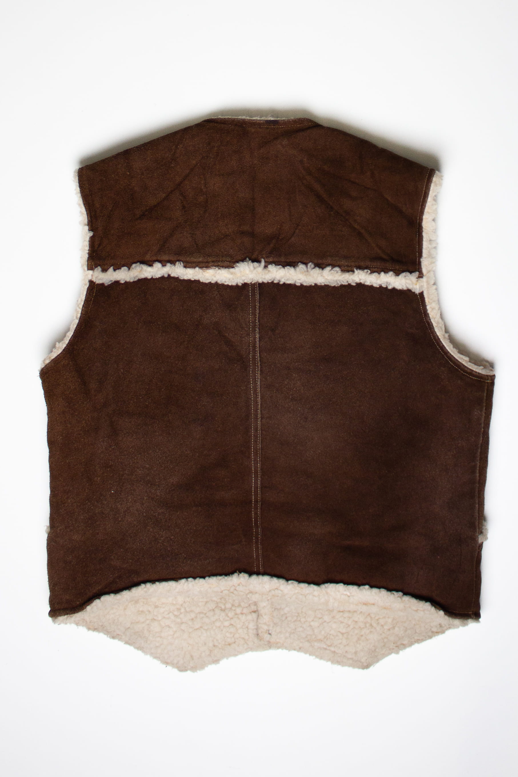 Vintage JC Penney Suede Sherpa Lined Vest (1970s)