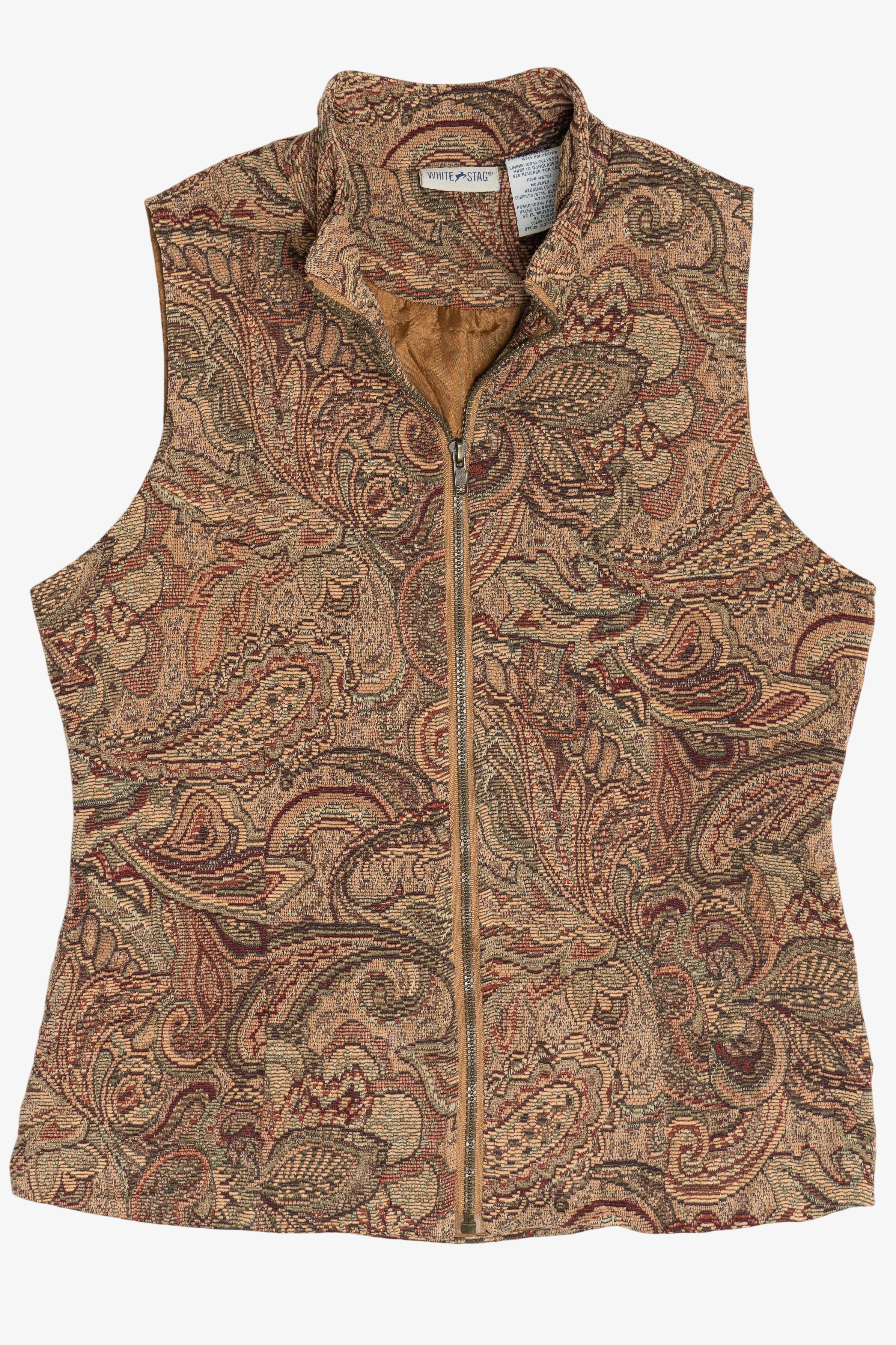 Vintage Paisley Tapestry Zip Up Vest (1990s)