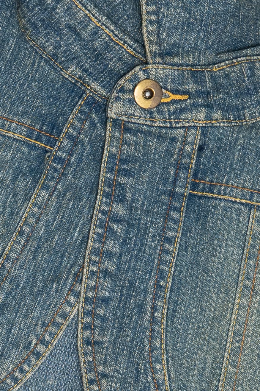 Vintage Jamie Nicole Bedazzled Cross Cropped Denim Vest Top (2000s)