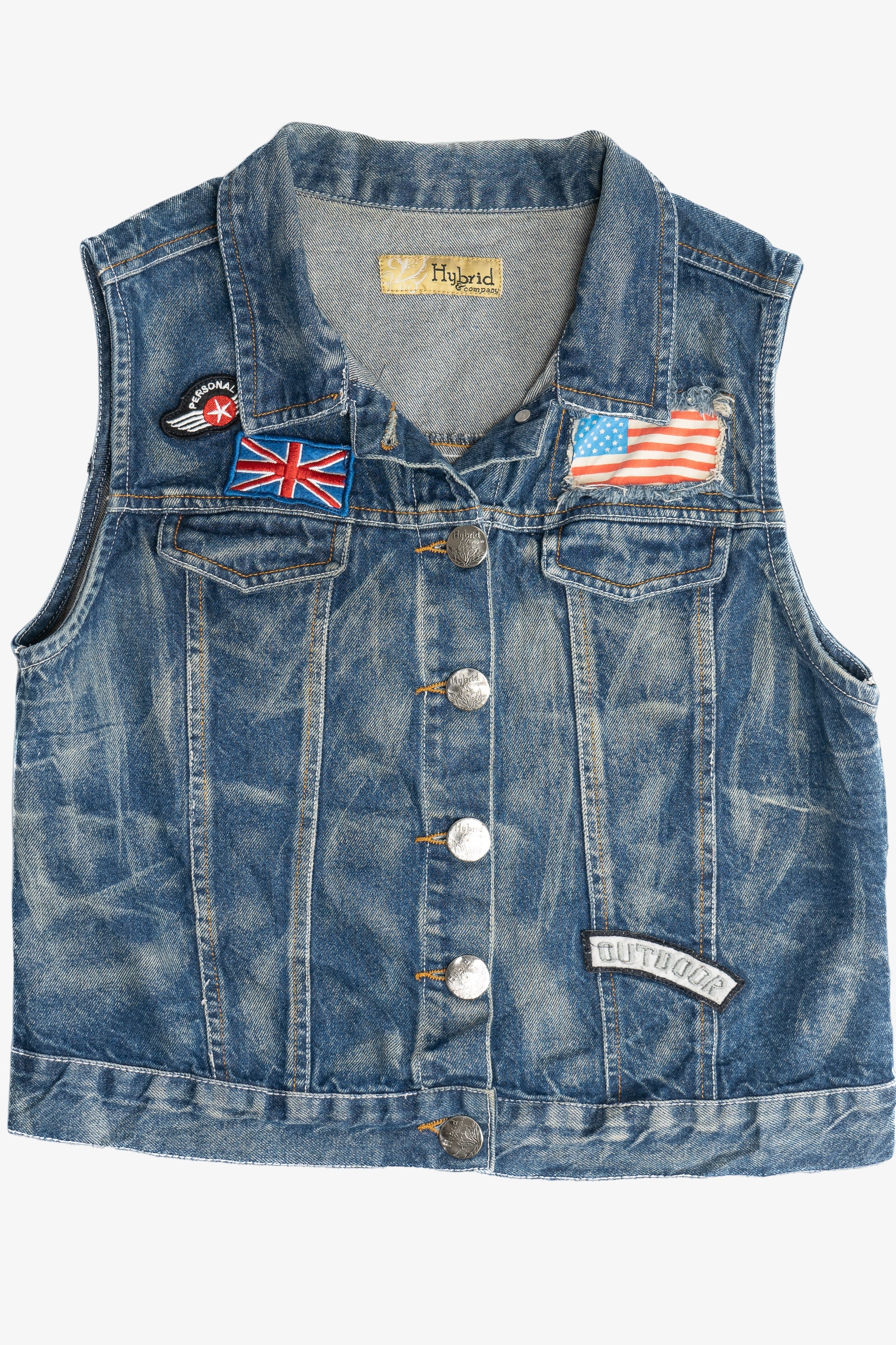 Hybrid Acid Wash Patch Denim Vest