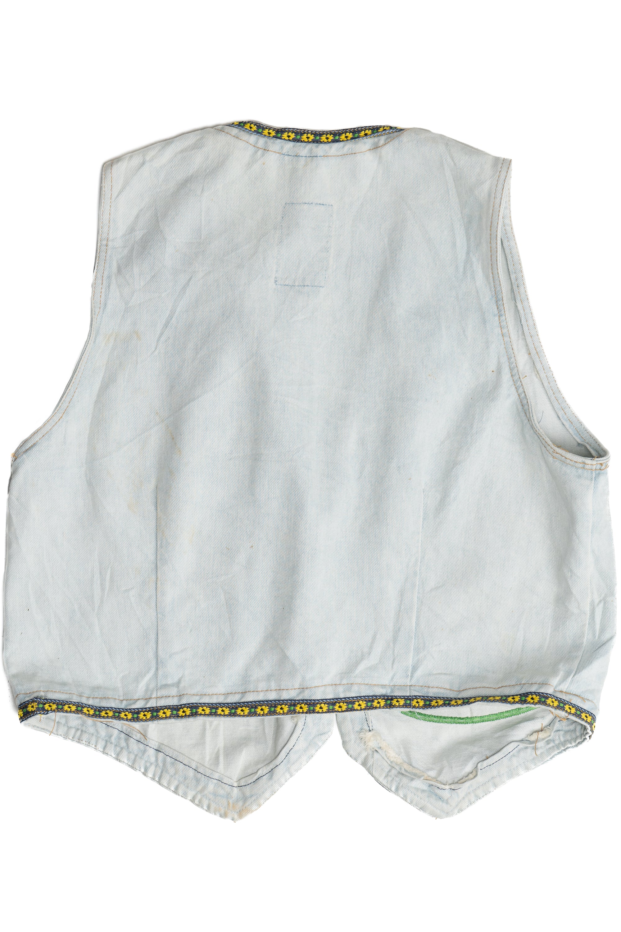 Vintage Winnie The Pooh And Tigger Ribbon Trim Open Denim Vest (1990s)