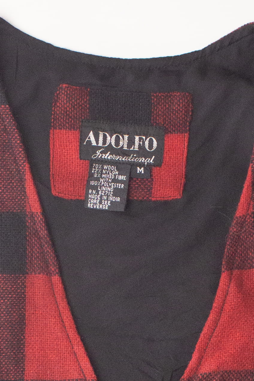 Vintage Adolfo Red Plaid Vest (2000s)
