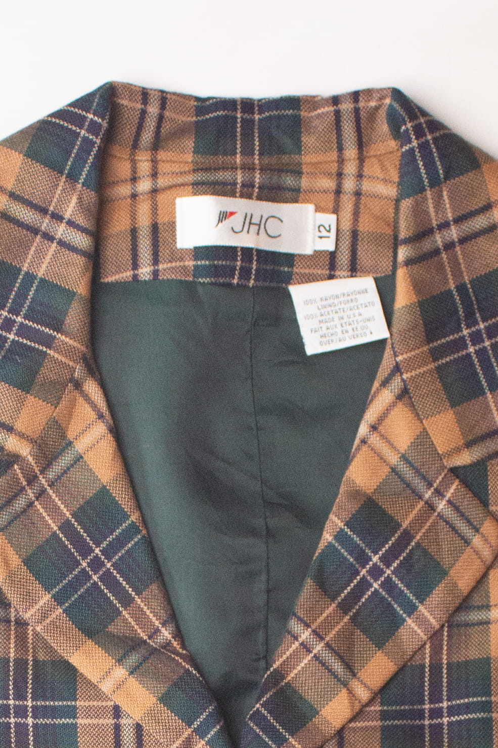 Vintage Tan & Green Plaid Vest (1990s)