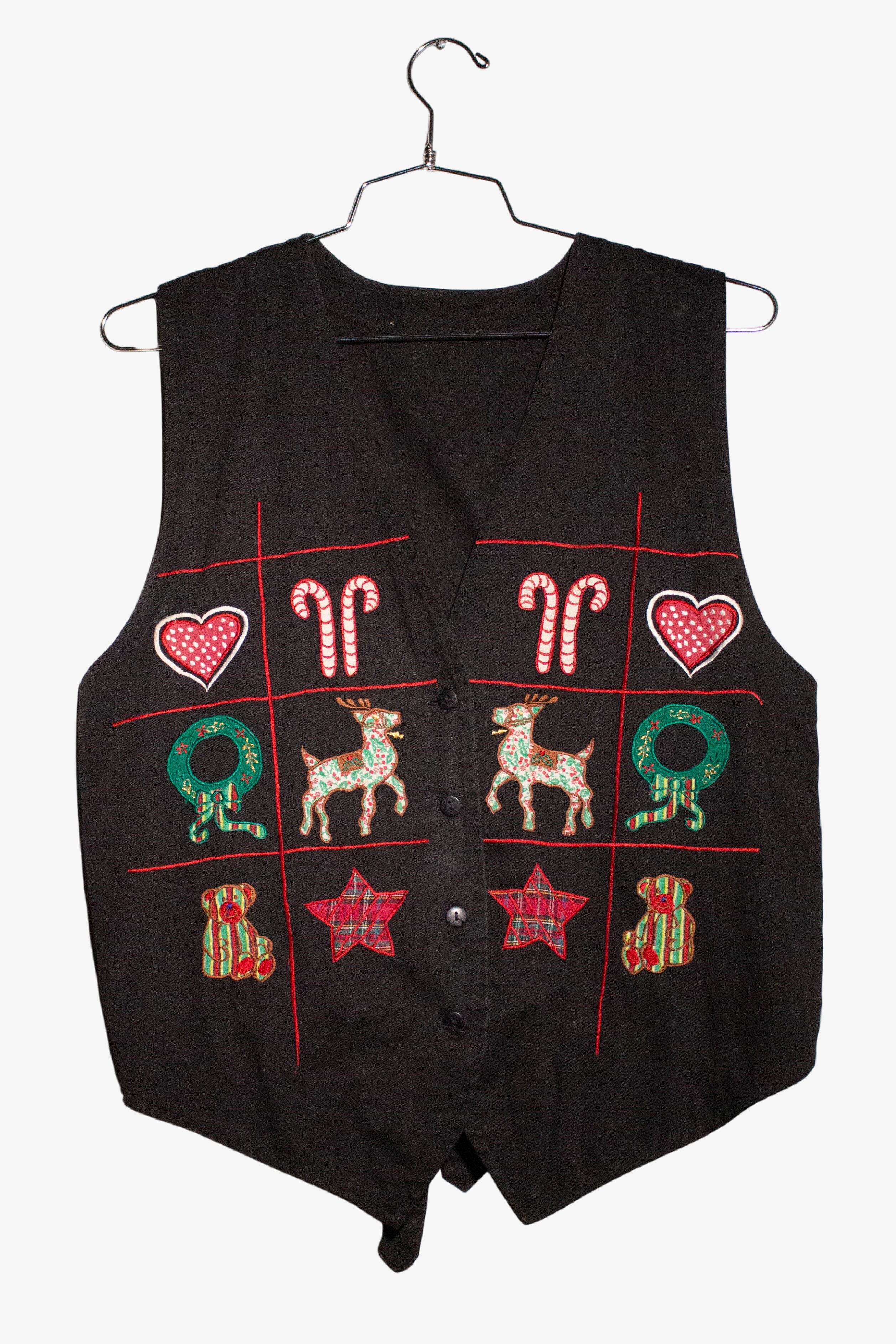 Vintage Christmas Grid Vest (1990s)