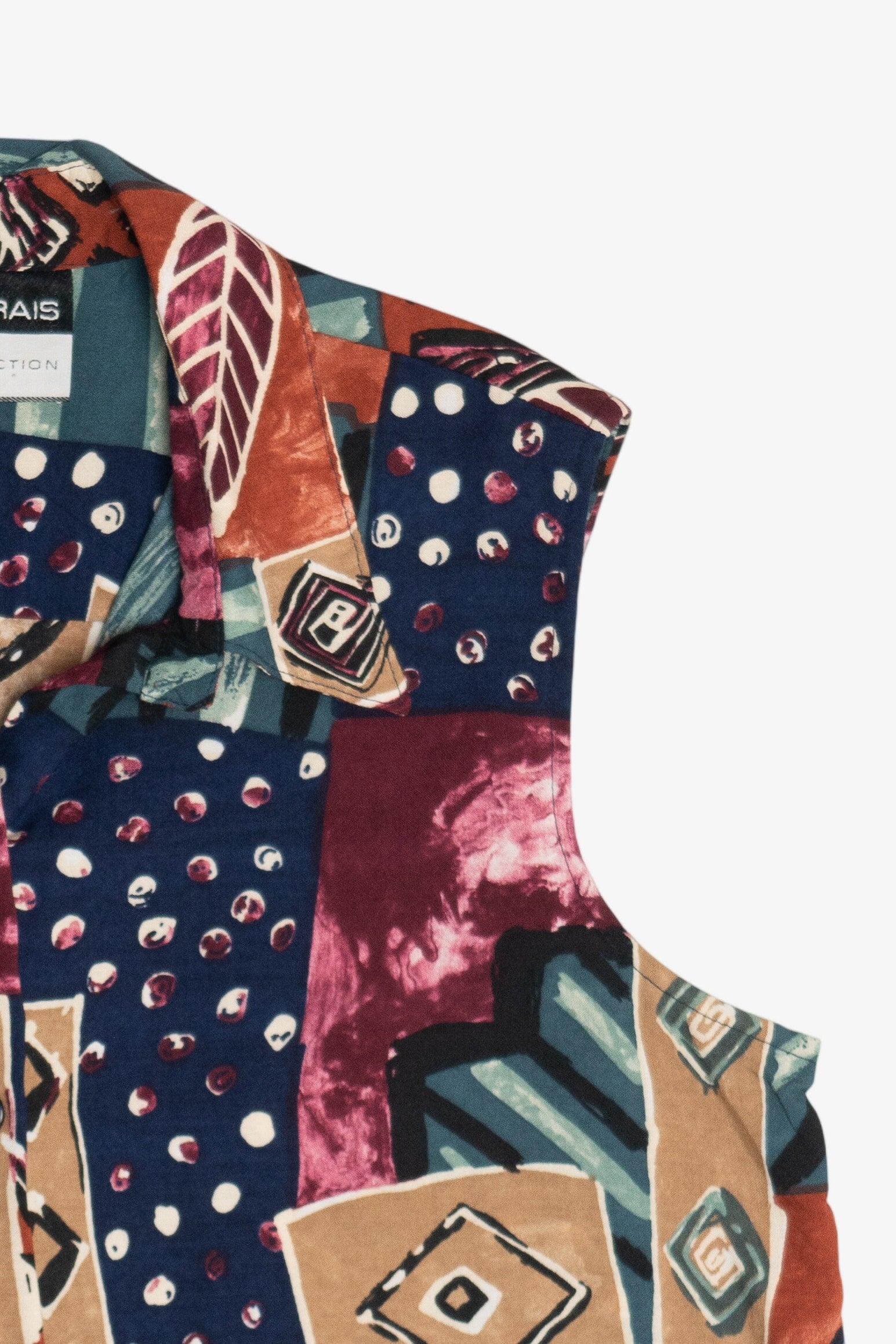 Vintage Cabrais Collection Nature Collage Lightweight Button Up Vest (1980s)