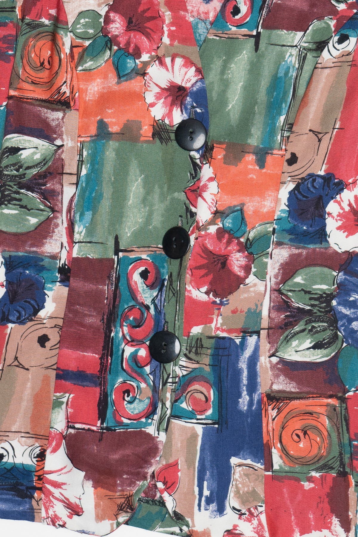 Vintage Byer California Floral Spiral Collage Lightweight Button Up Vest (1990s)