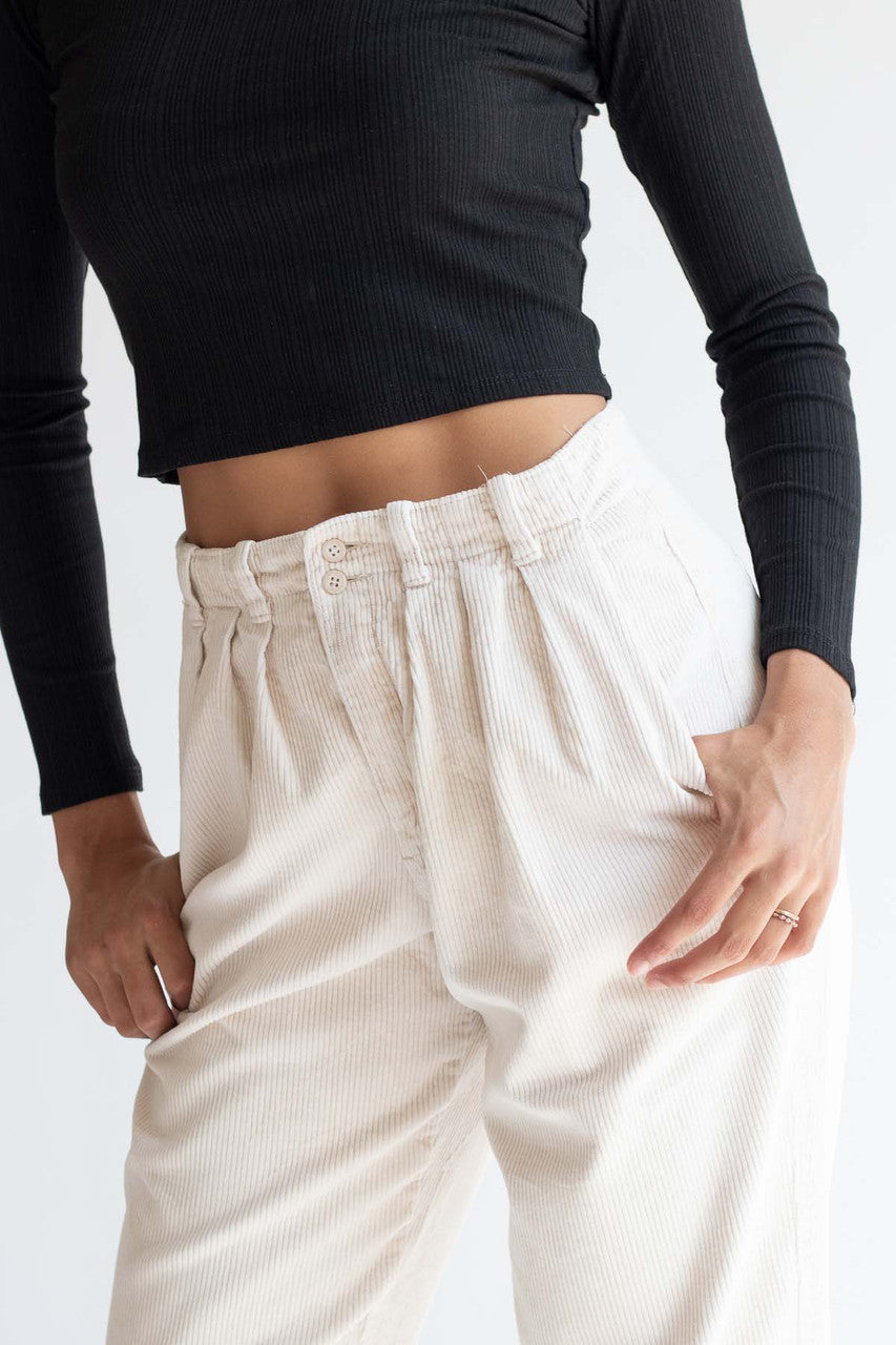Cream High Waisted Corduroy Pants (sz. Petite 10)
