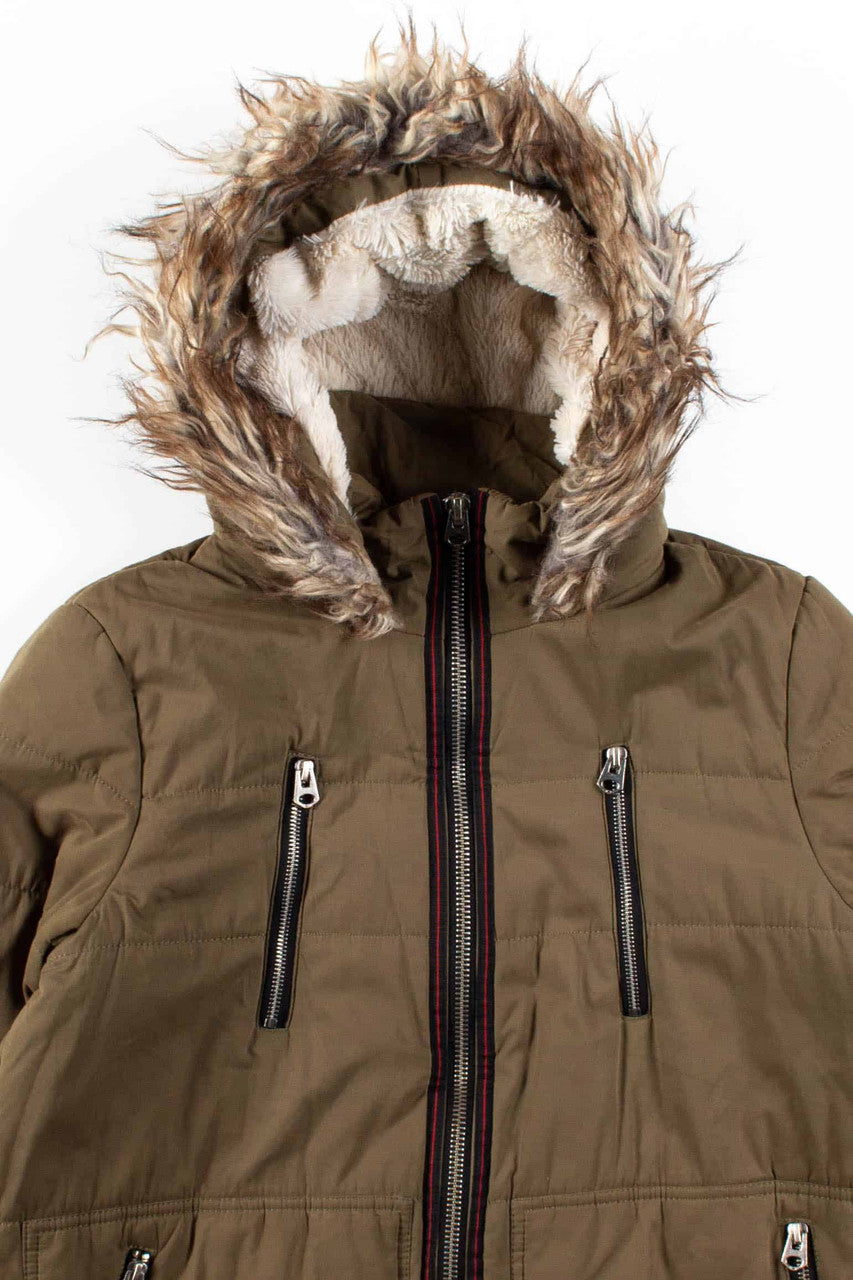 Olive & Black Trimmed Parka
