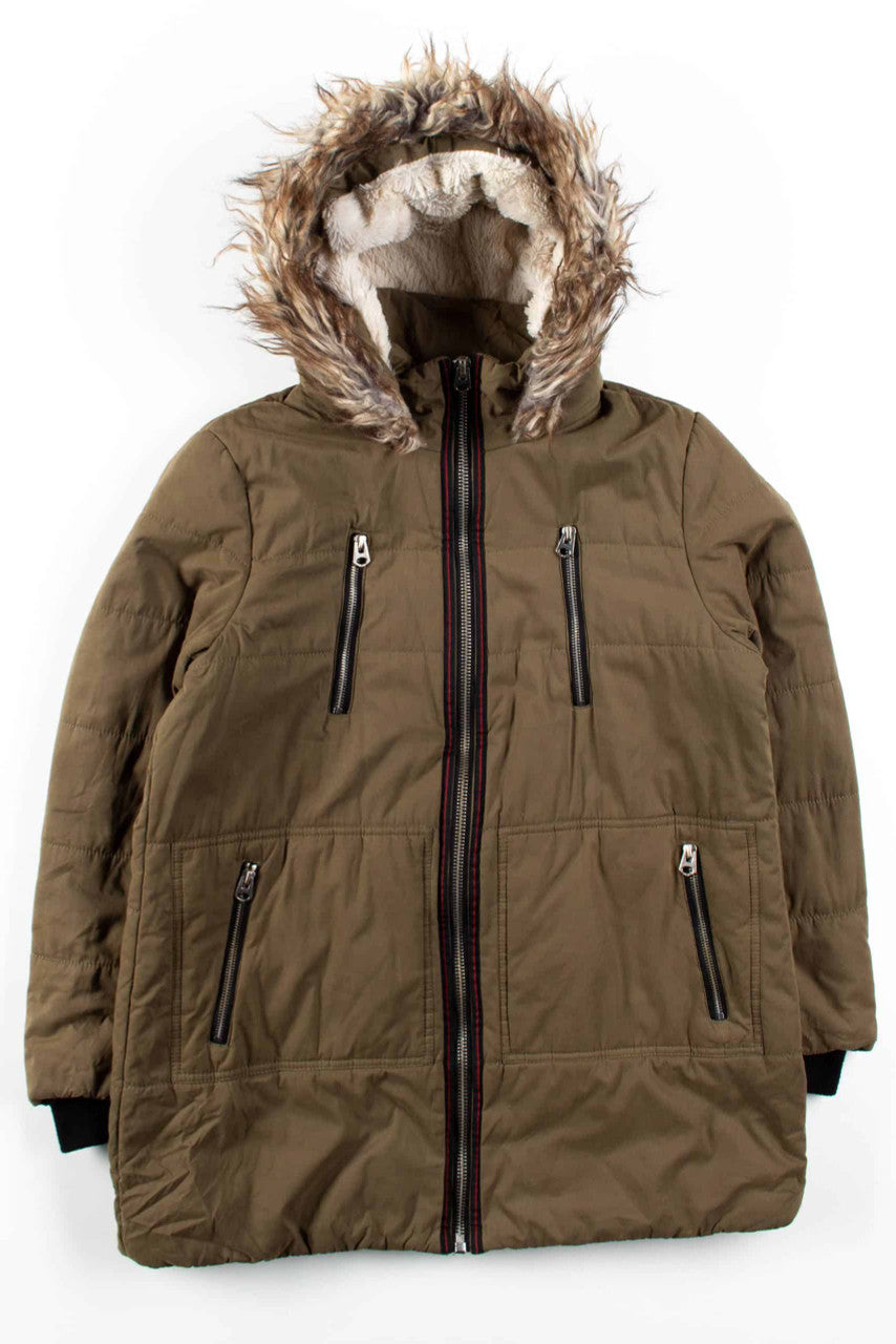 Olive & Black Trimmed Parka