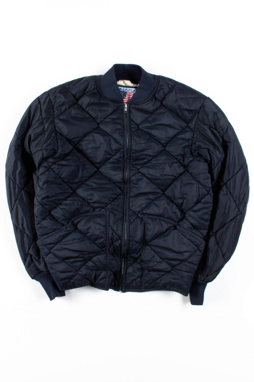 Black Quilted Bomber Jacket 341