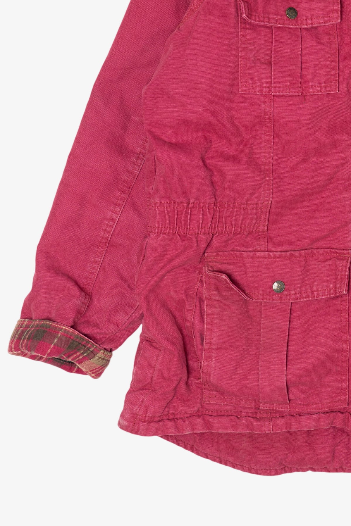 Vintage Raspberry Schmidt Plaid Lined Utility Jacket (2000s)