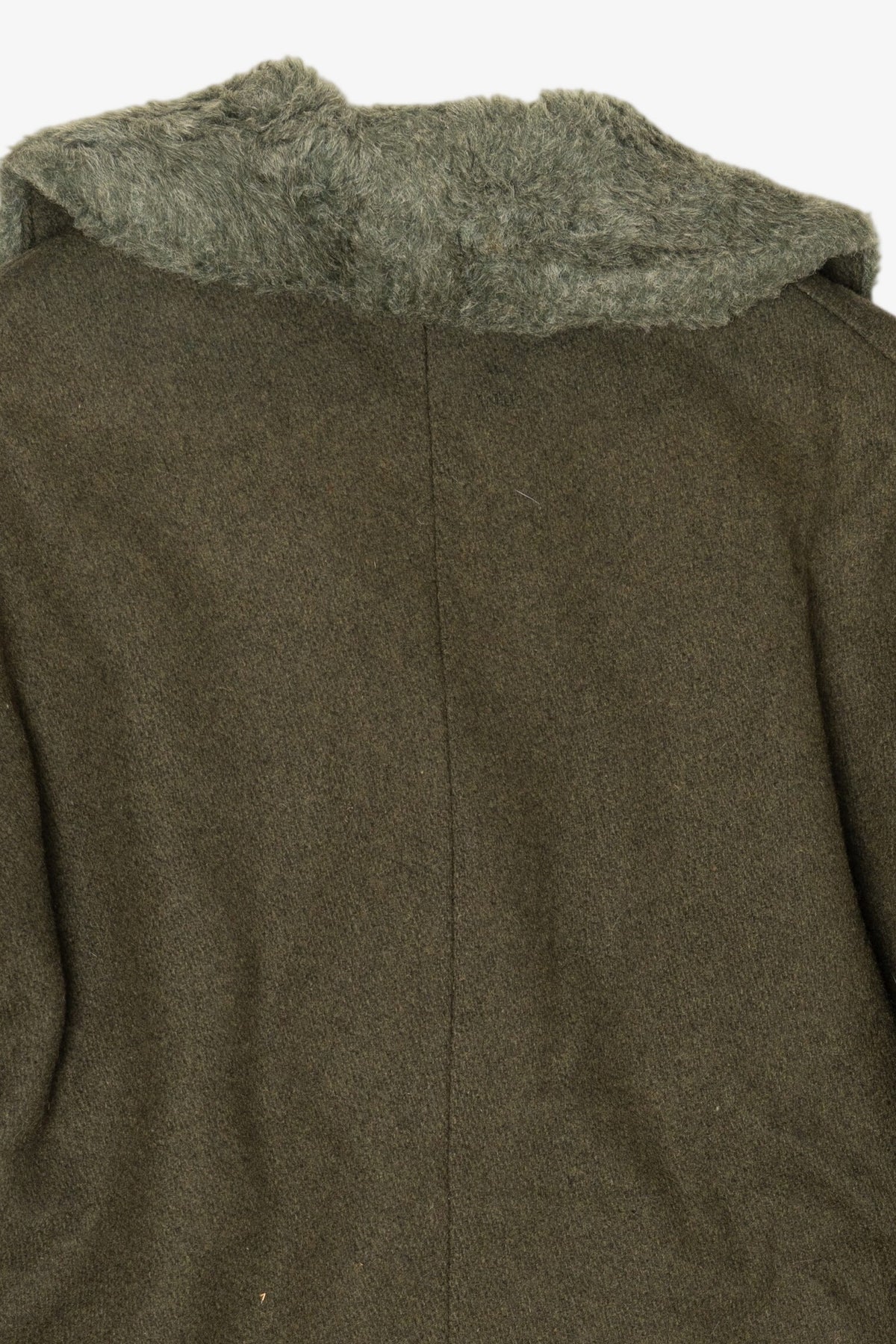 Vintage Olive Faux Fur Trimmed Winter Peacoat (1980s)