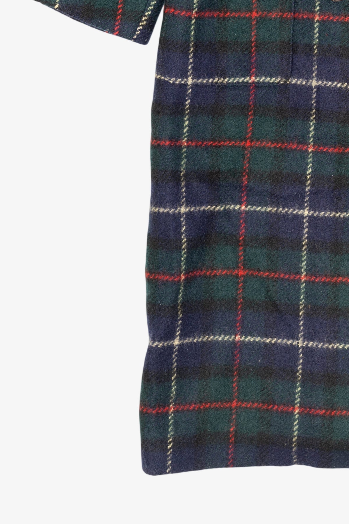 Vintage Plaid Henry White Double-Breasted Overcoat (1980s)