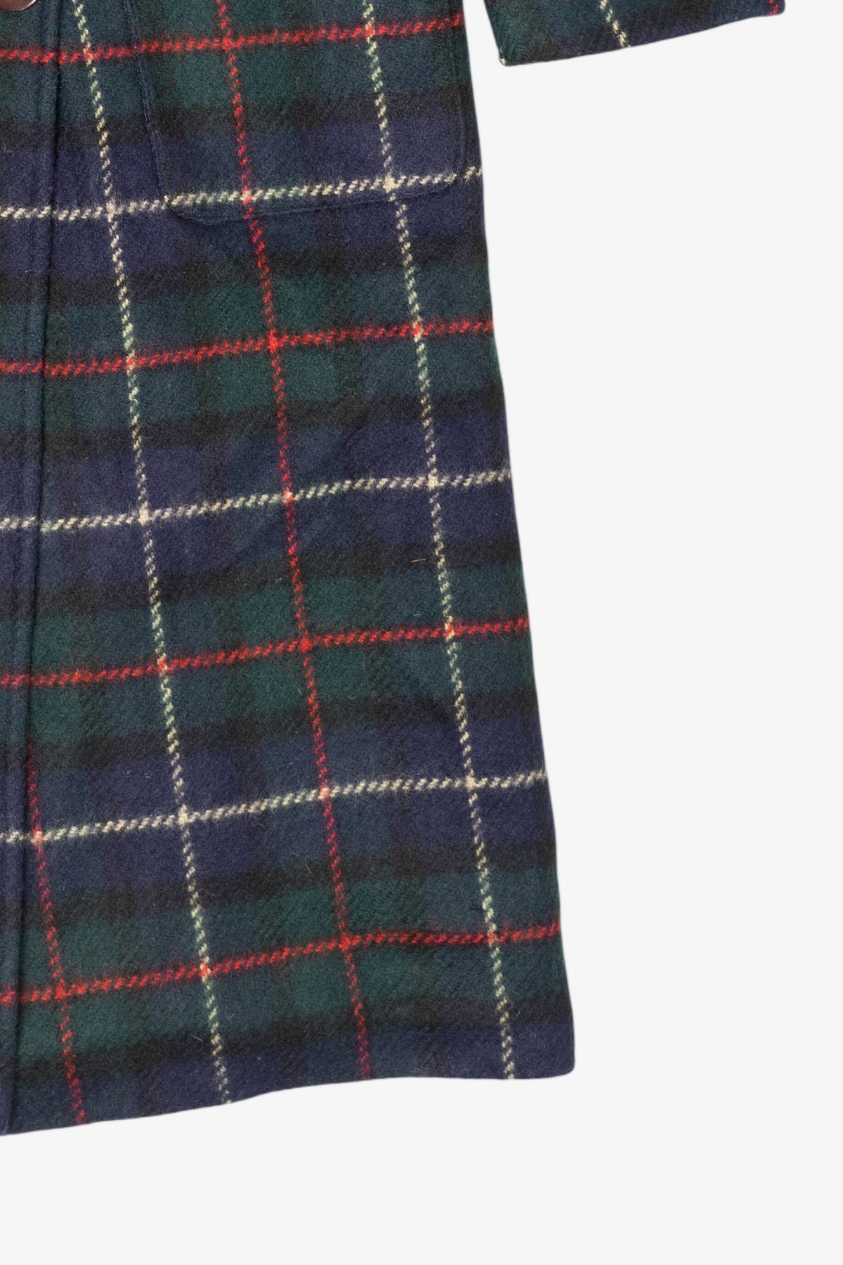 Vintage Plaid Henry White Double-Breasted Overcoat (1980s)