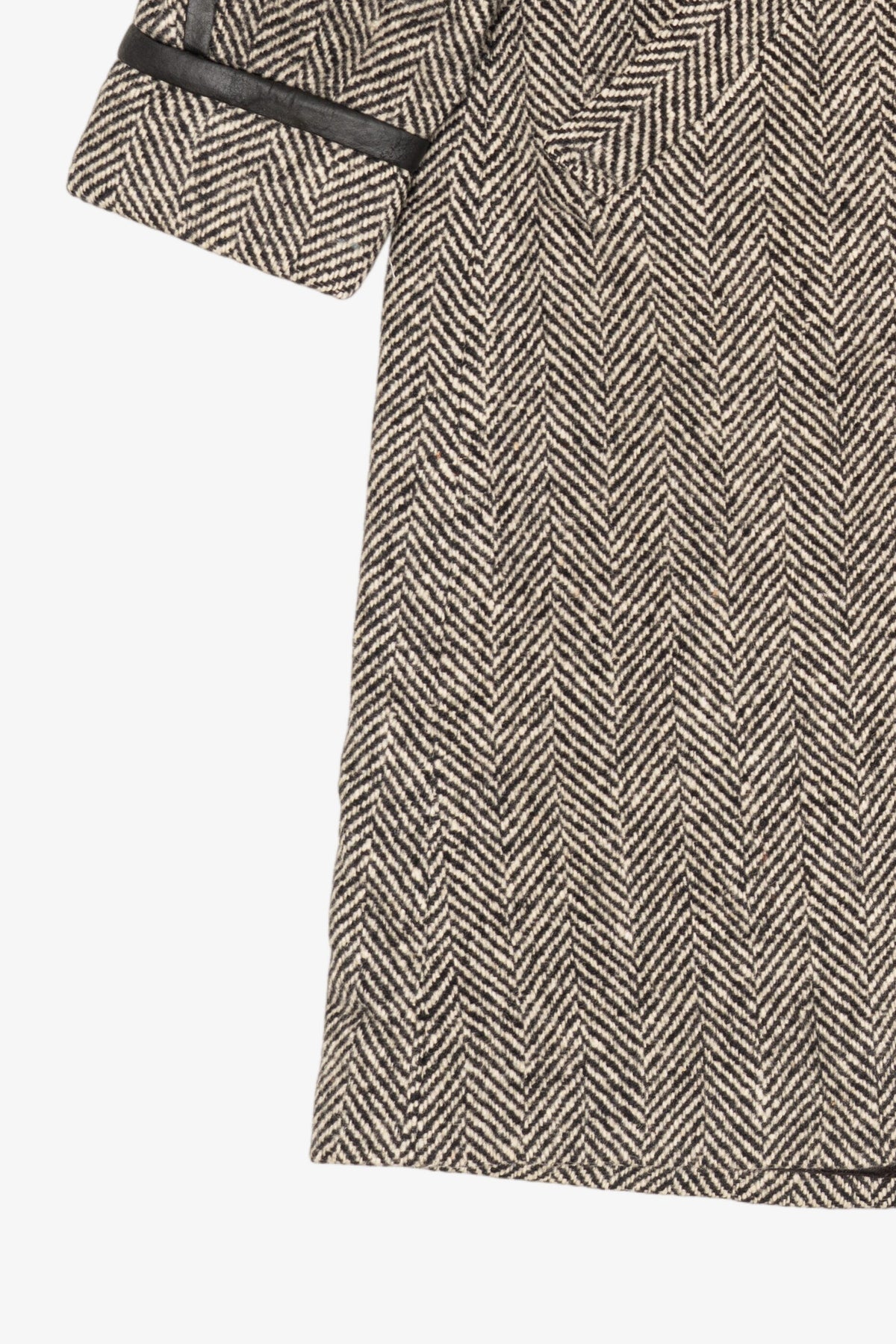 Vintage Gray Herringbone Anna Collection Union Made Long Wool Coat (1980s)