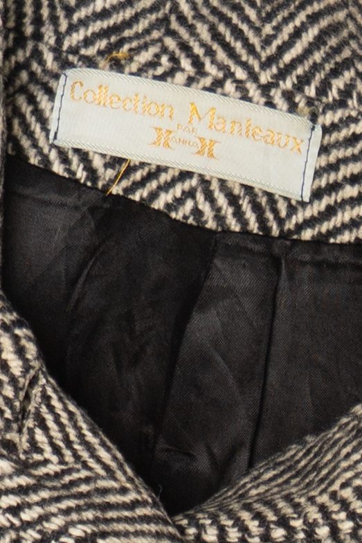 Vintage Gray Herringbone Anna Collection Union Made Long Wool Coat (1980s)