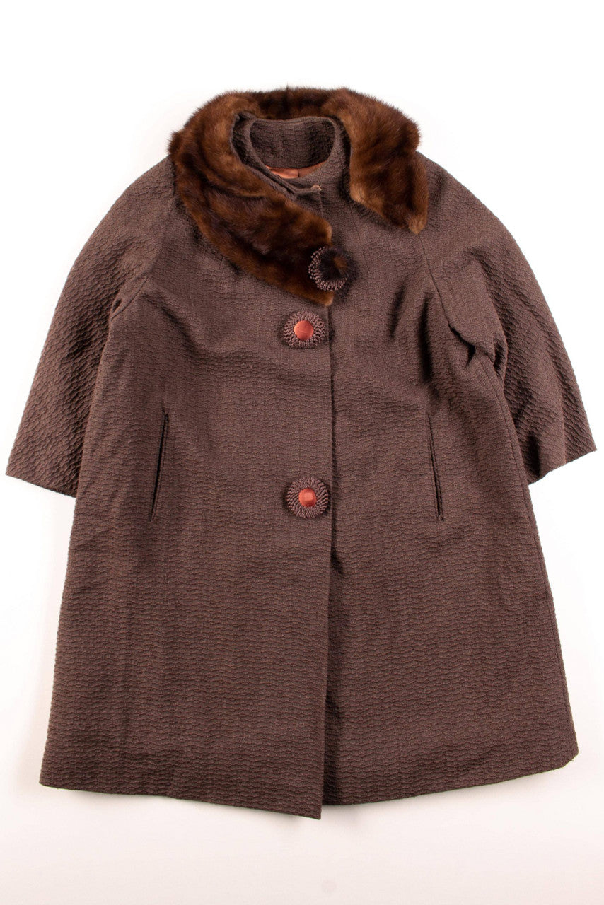 Vintage Fur Collared Winter Coat