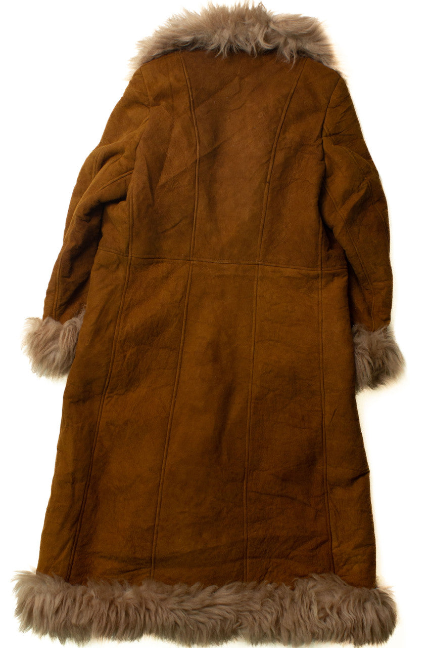 Vintage Brown Suede & Faux Fur Winter Coat (1970s)