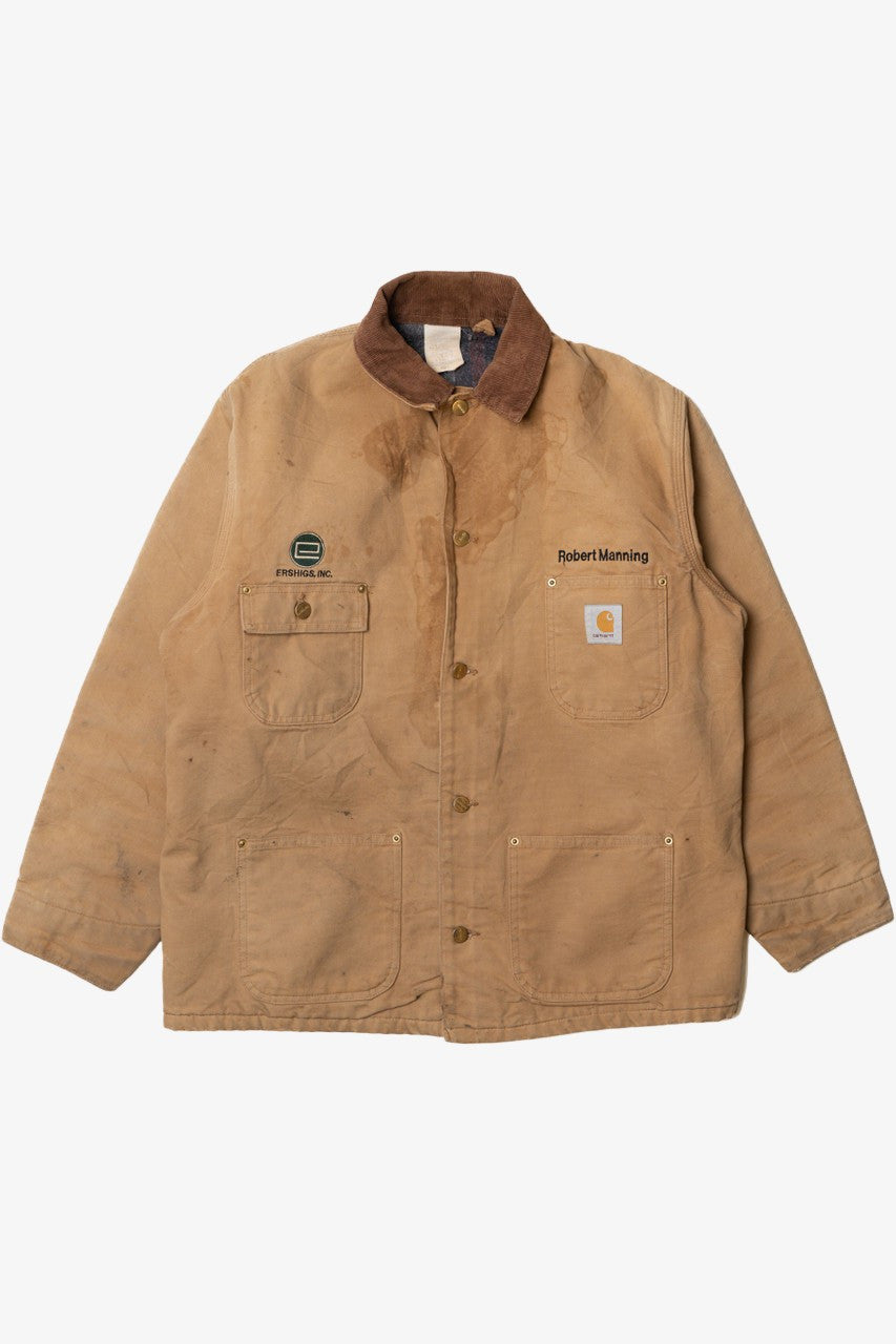 Vintage Carhartt Blanket Lined Button Up Embroidered Chore Coat