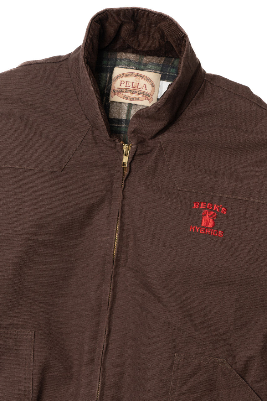 "Beck's Hybrids" Embroidered Flannel Lined Workwear Coat