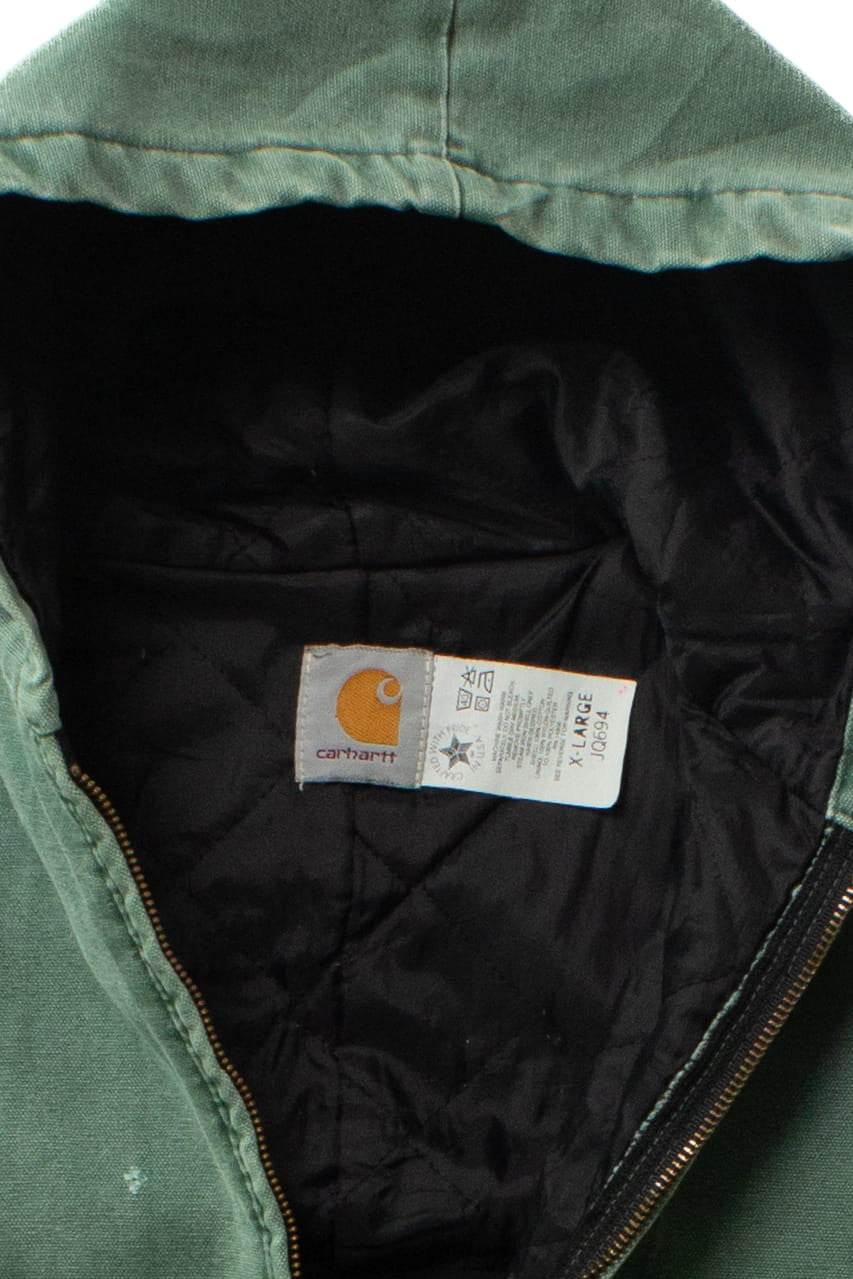 Sage Green Hooded Carhartt Jacket JQ694 (1990s)