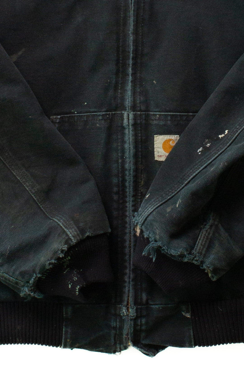 Vintage Distressed Black Hooded Carhartt Jacket (1990s)