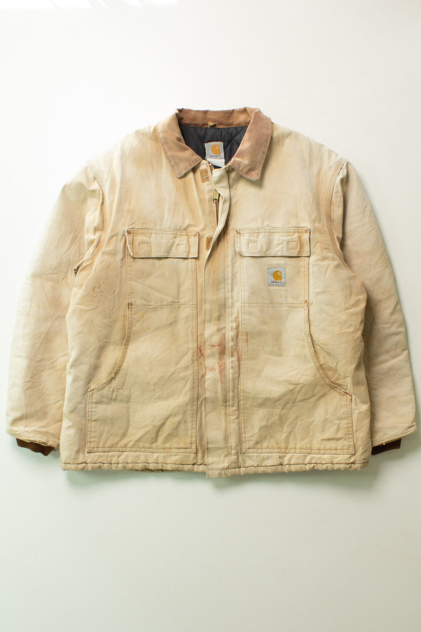 Vintage Beige Distressed Carhartt Work Jacket (1990s)