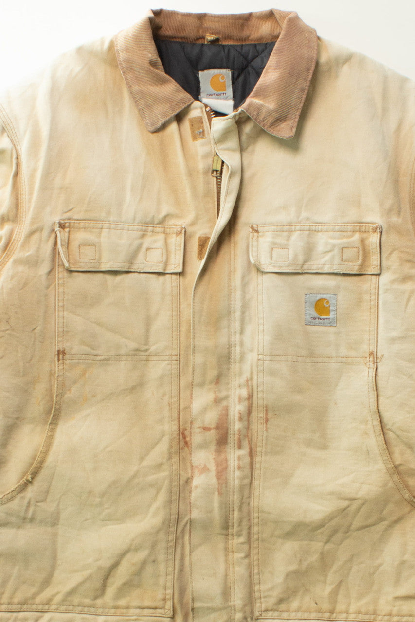 Vintage Beige Distressed Carhartt Work Jacket (1990s)