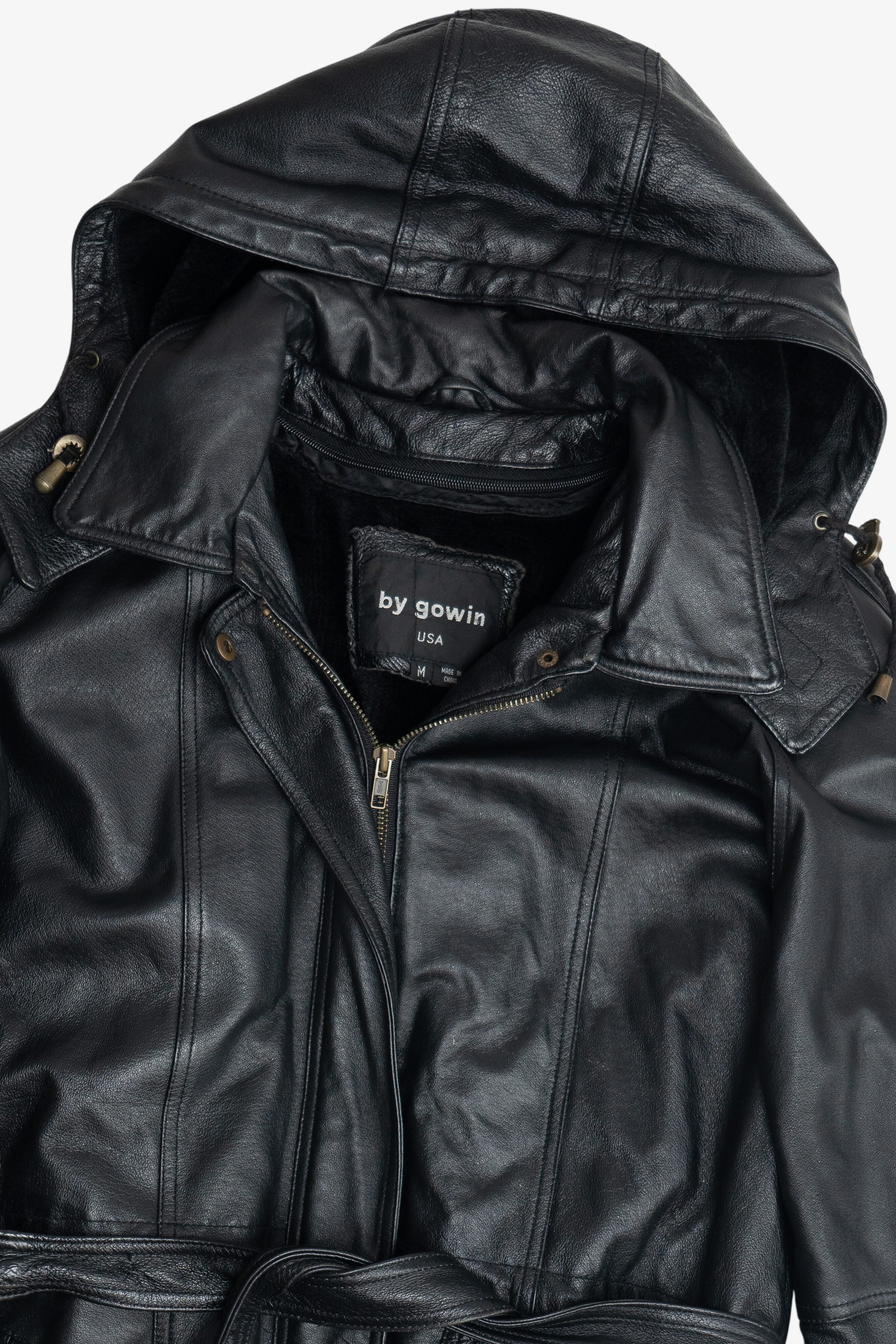 Gowin Hooded Leather Coat With Lining (2010s)
