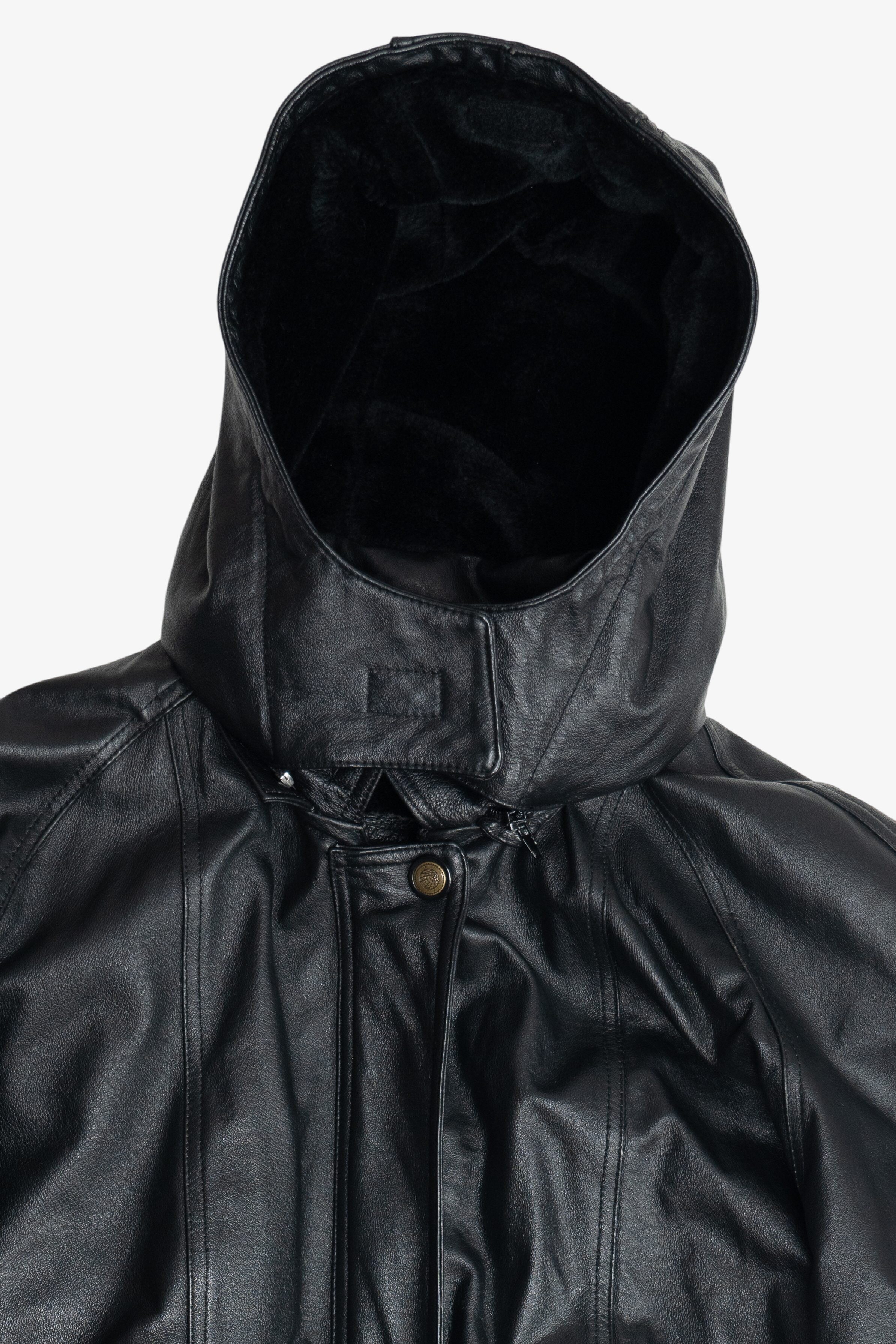Gowin Hooded Leather Coat With Lining (2010s)