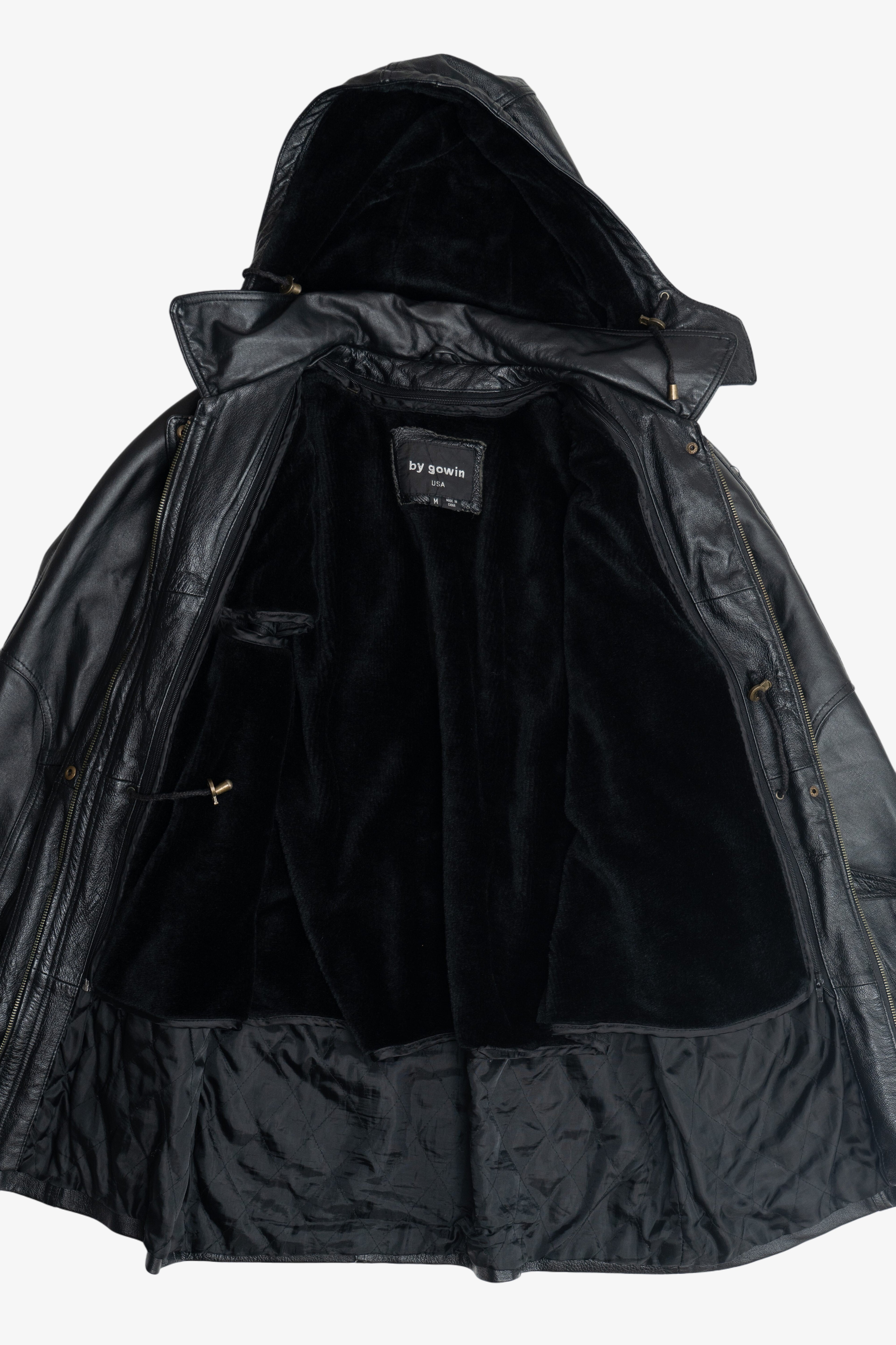Gowin Hooded Leather Coat With Lining (2010s)