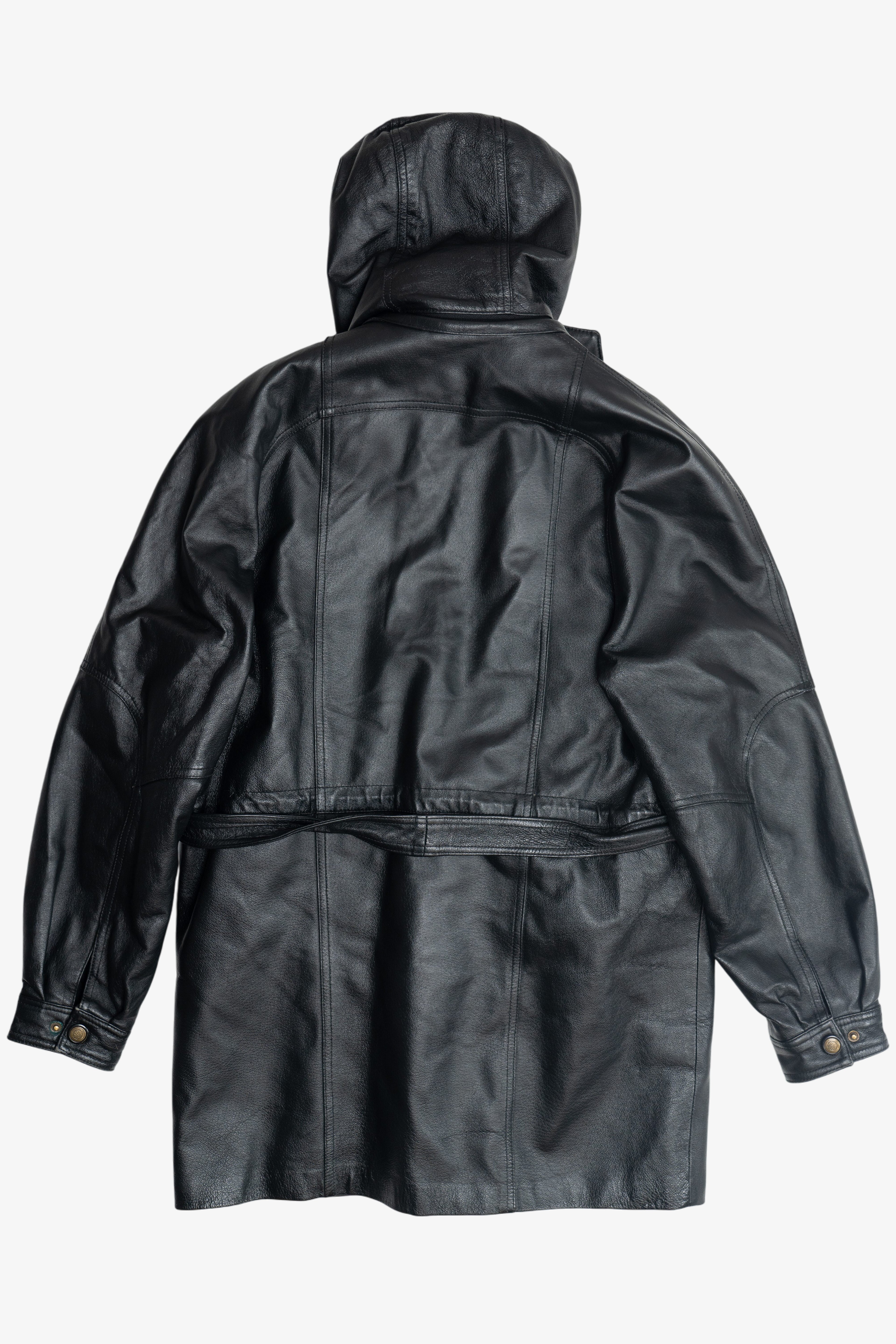 Gowin Hooded Leather Coat With Lining (2010s)