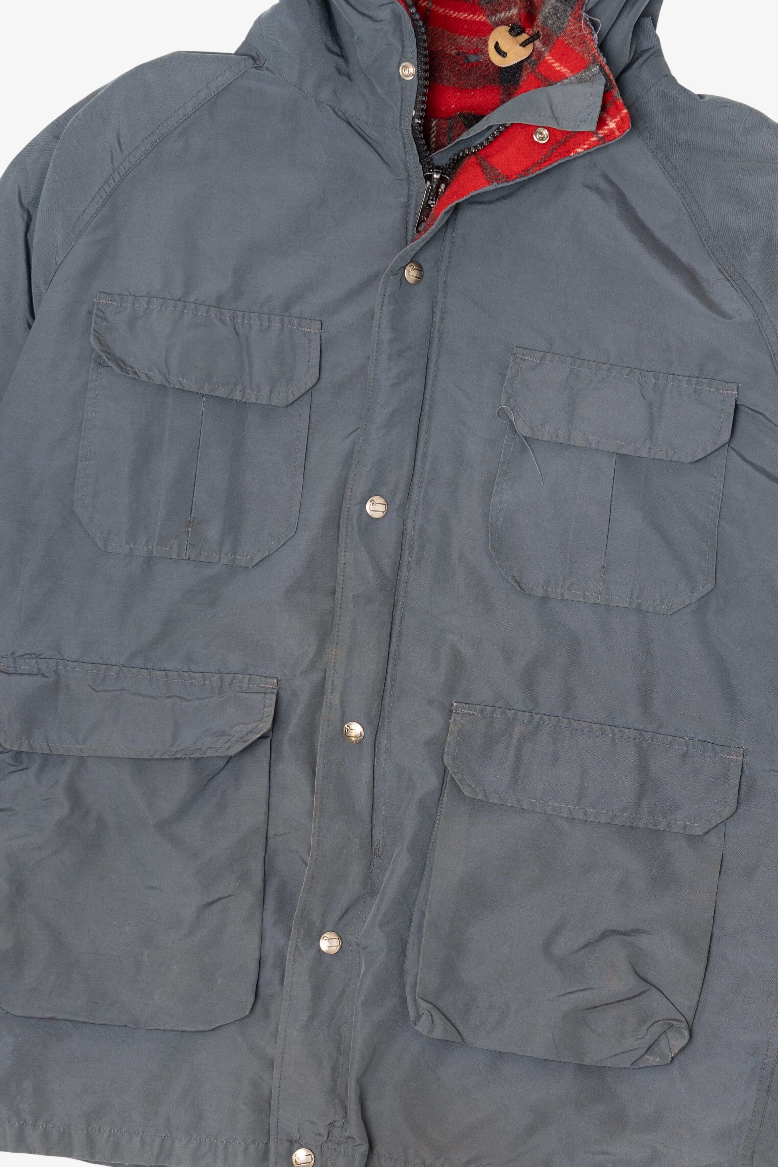 Vintage Gray Woolrich Plaid Flannel Lined Coat (1980s)
