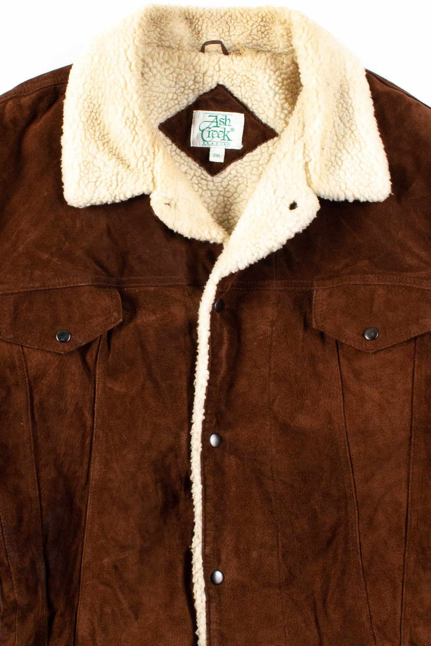 Brown Suede Sherpa Lined Jacket