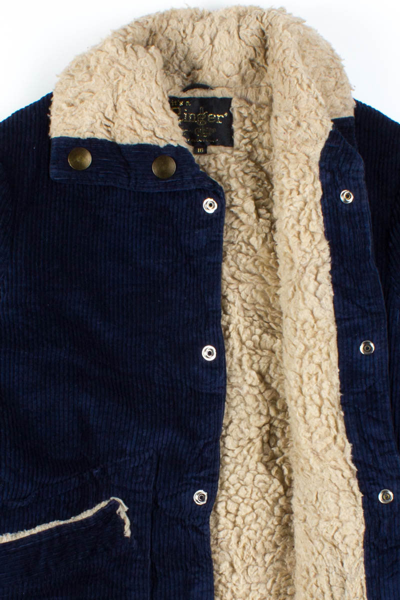 Navy Sherpa Lined Corduroy Jacket