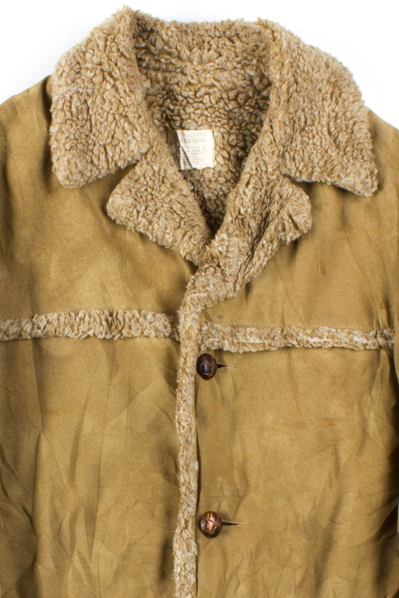 Tan Vinyl Sherpa Lined Coat