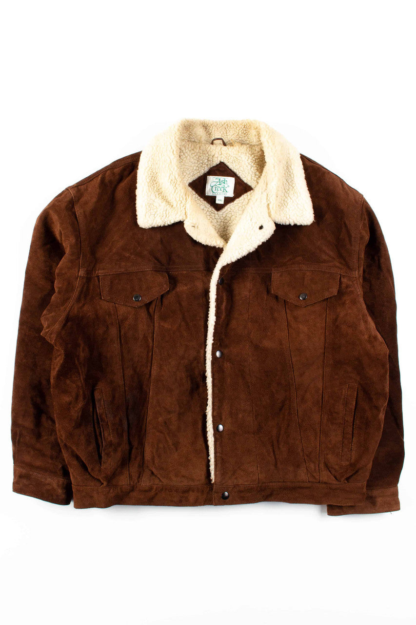 Brown Suede Sherpa Lined Jacket