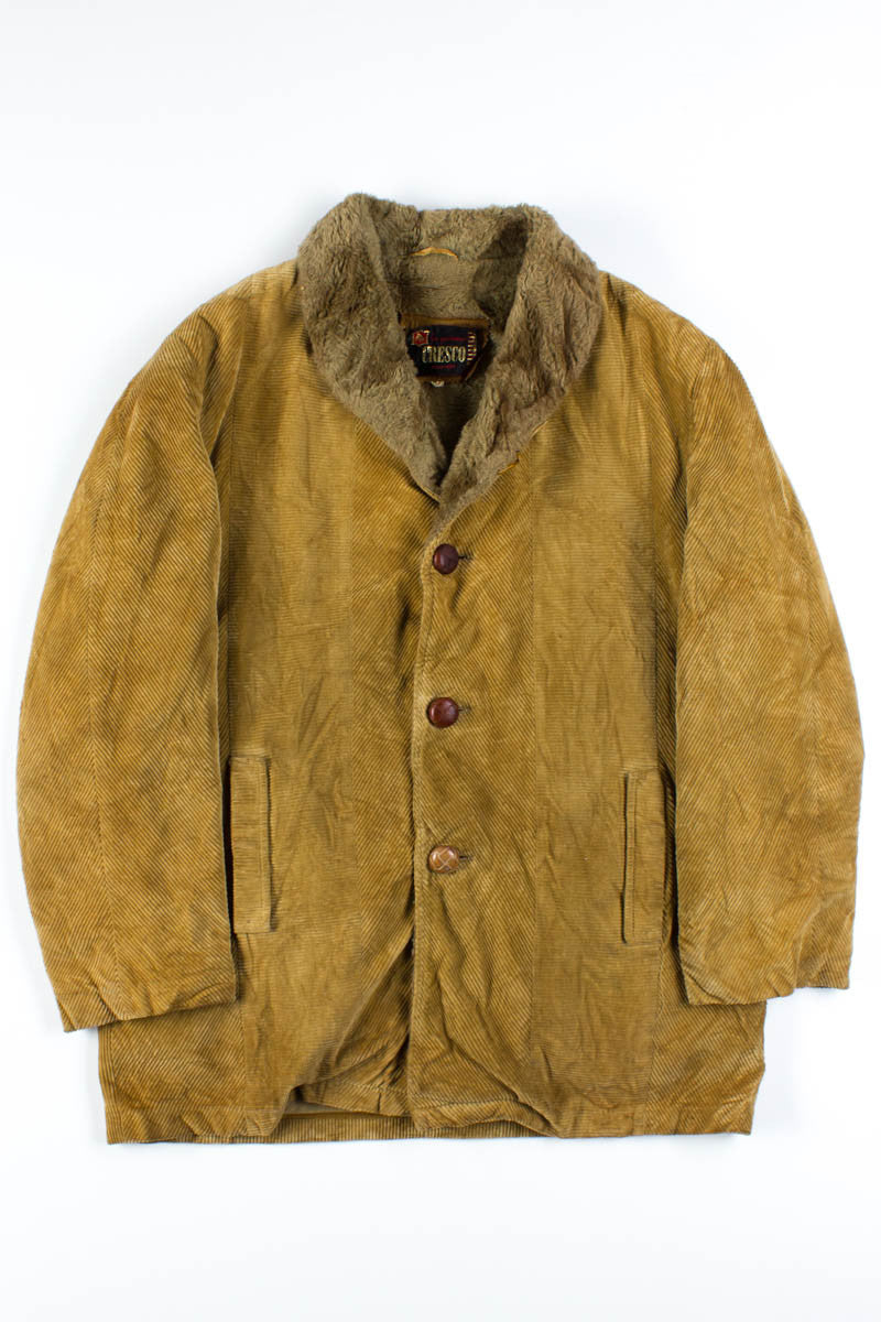 Tan Sherpa Lined Corduroy Coat