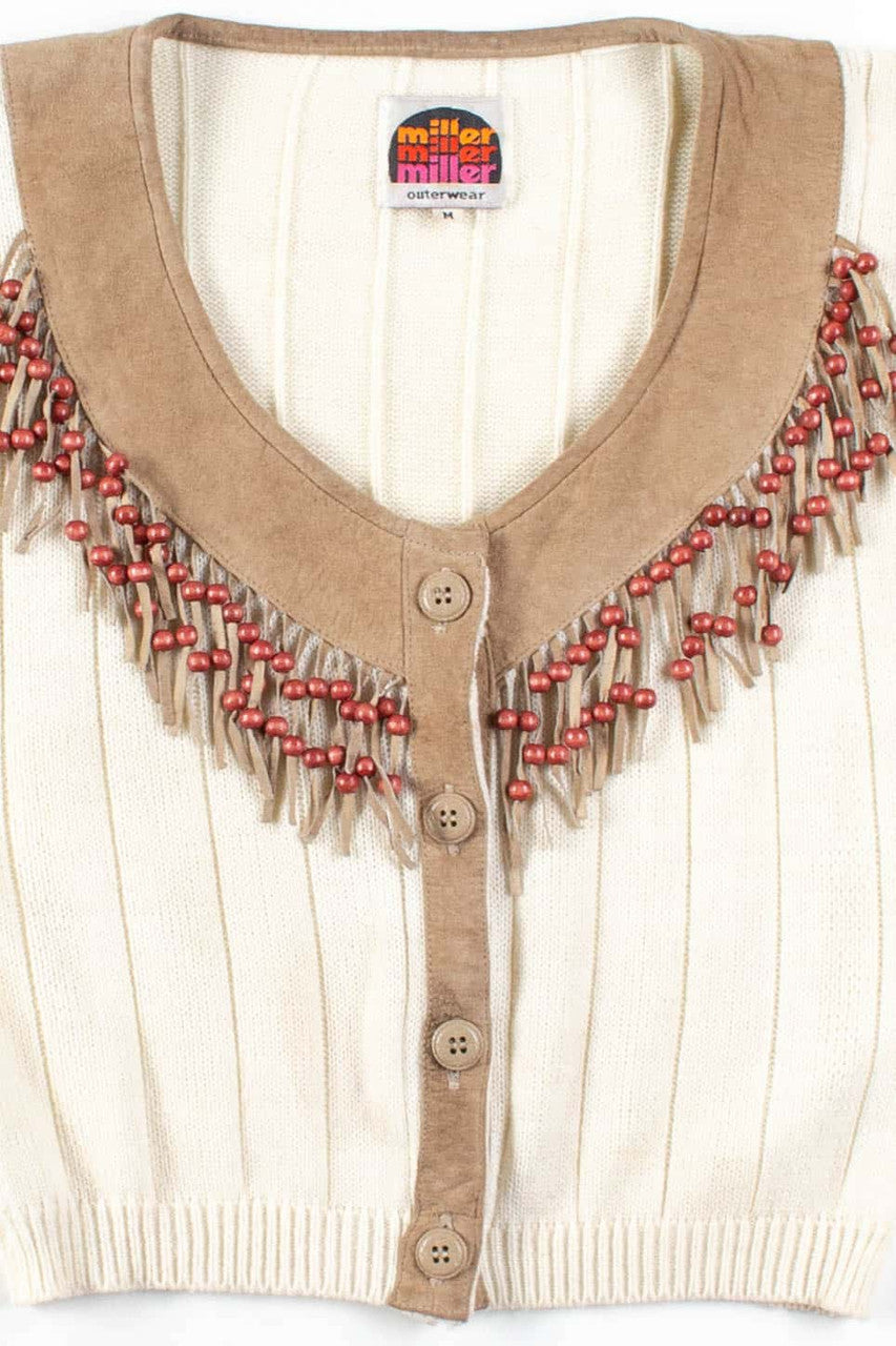 Beaded Knit Button Up Top