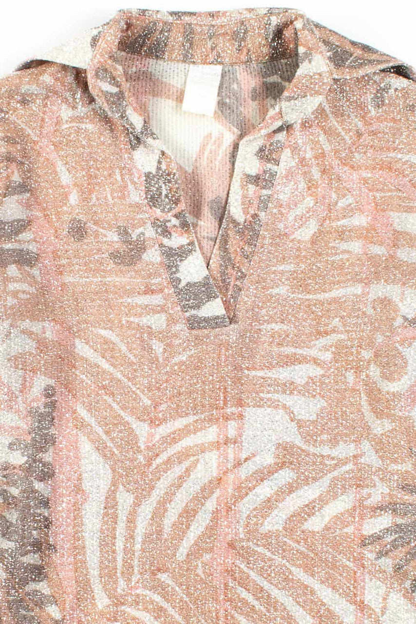 Tropical Leaves Sparkly Metallic Vintage Top