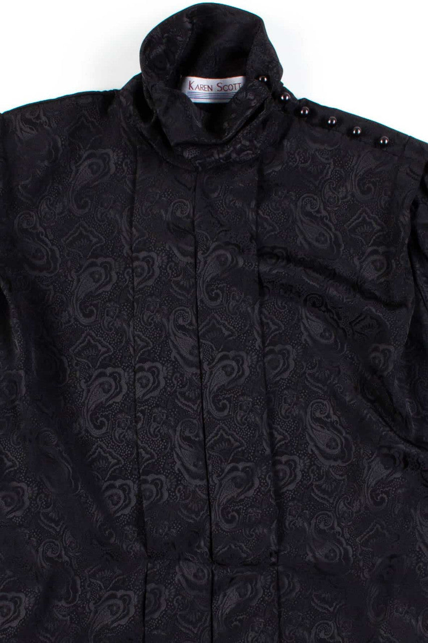 Black Paisley Shoulder Button Blouse
