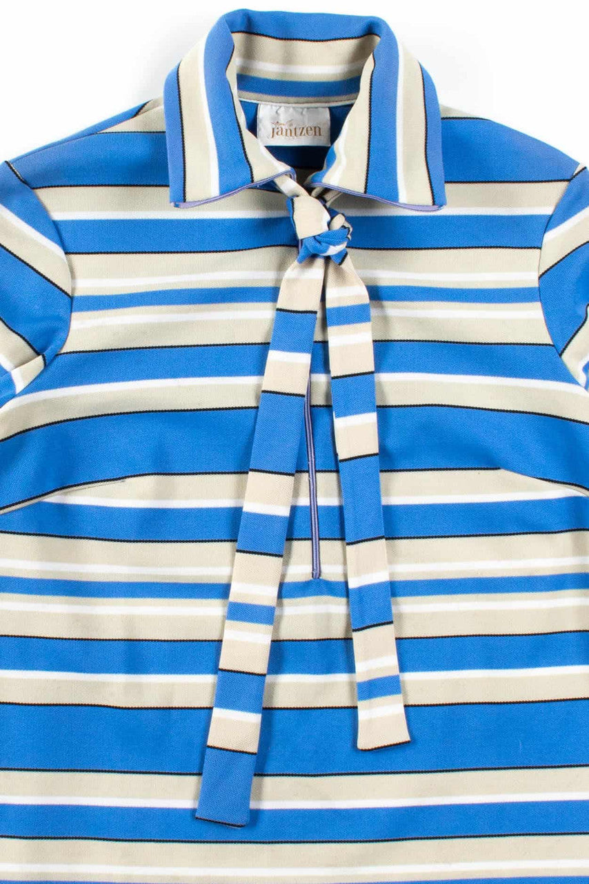 Blue & Tan Striped Vintage Top