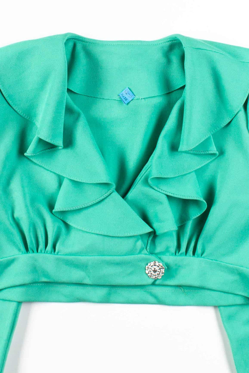 Vintage Ruffle Wrap Crop Jacket