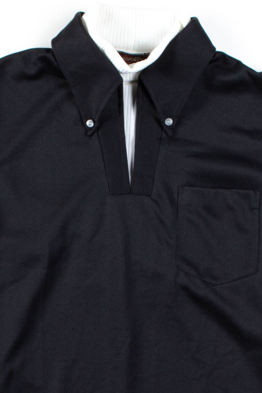 Sheer Button Down Turtleneck Blouse