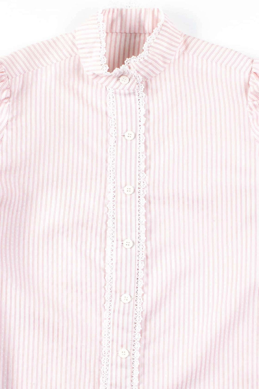 Striped Floral Lace Vintage Blouse