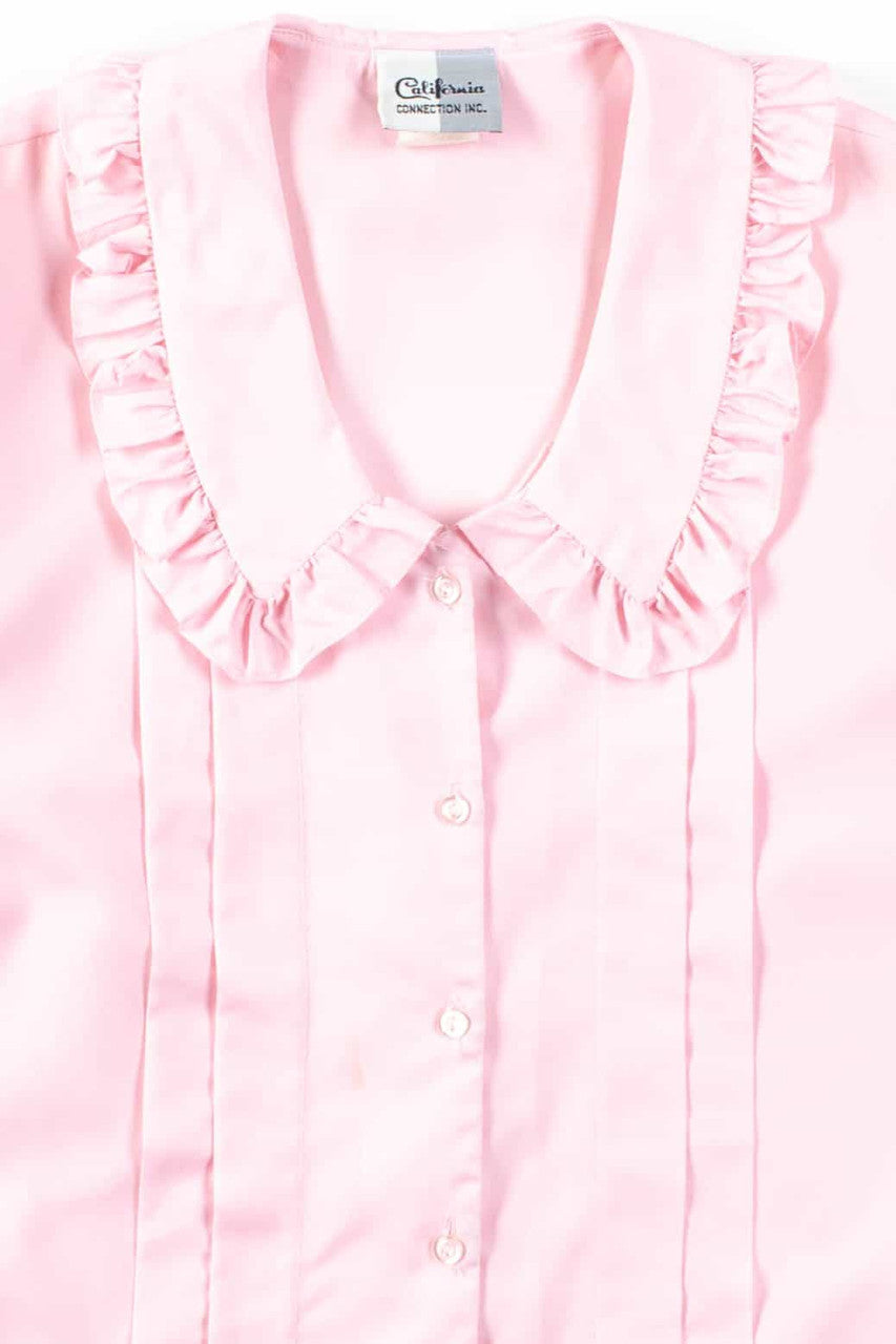 Pink Ruffled Scoop Neck Blouse