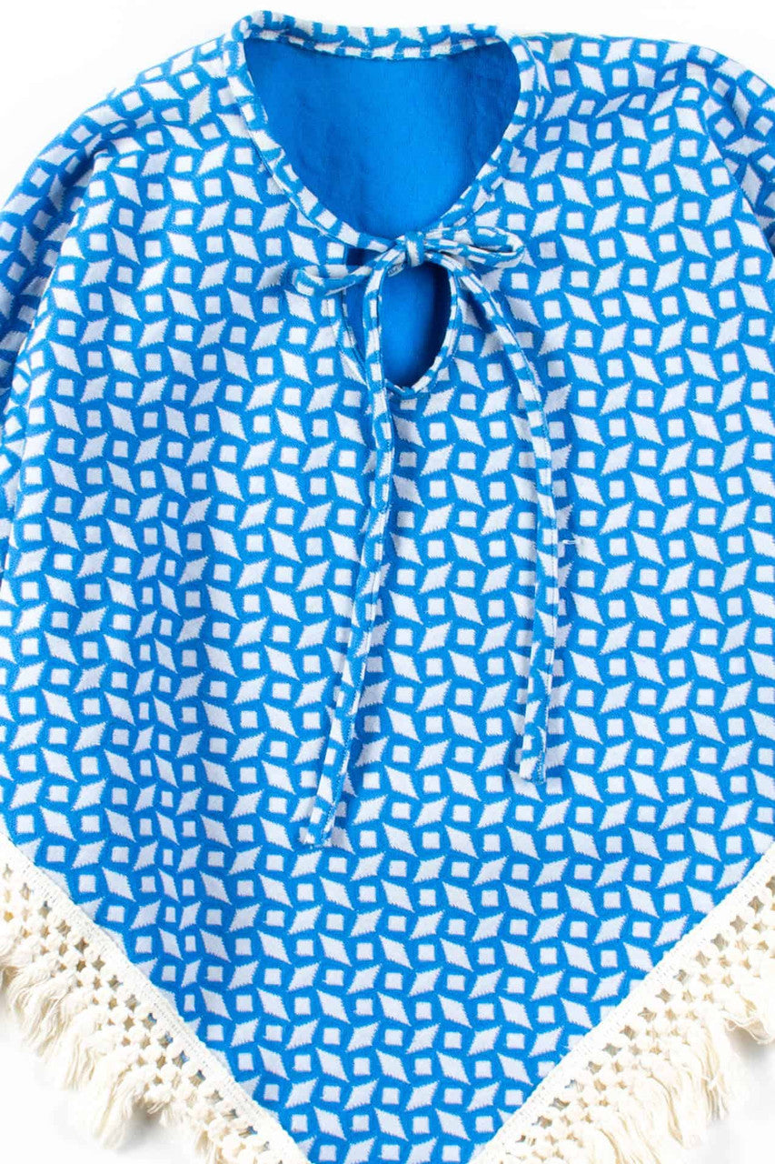 Blue & White Vintage Poncho